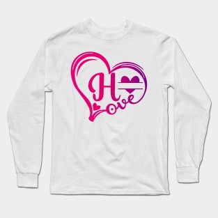 letter h monogram in the shape of love Long Sleeve T-Shirt